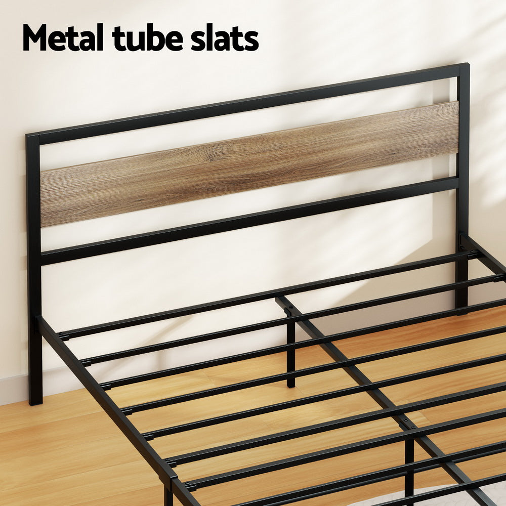 NNEDSZ Bed Frame Queen Size Metal Base Mattress Platform Foundation Black DREW