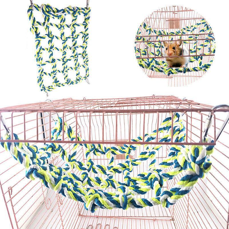 Hanging Climbing Net for Birds and Small Pets Cotton or Hemp Rope Cage Hammock