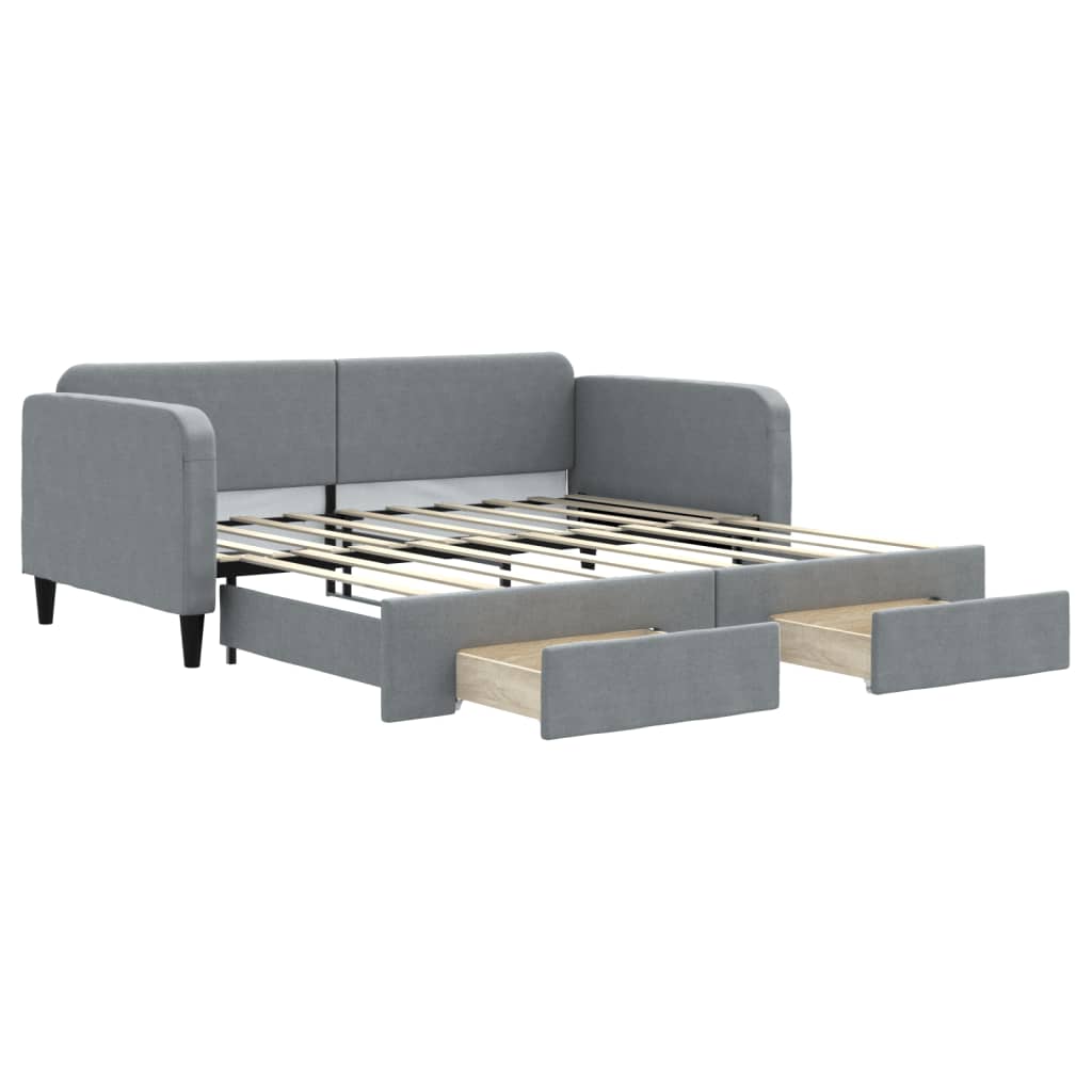 NNEVL Daybed with Trundle and Drawers Light Grey 90x190 cm Fabric