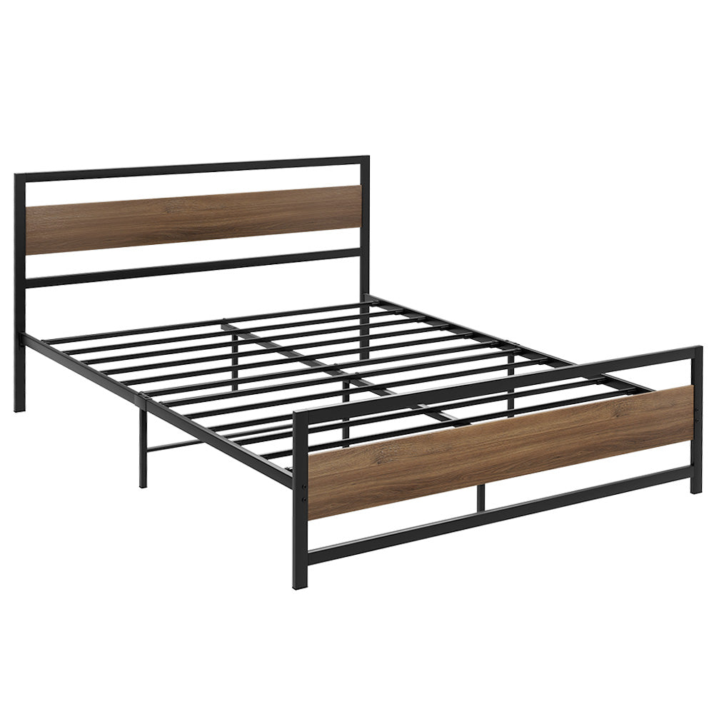 NNEDSZ Bed Frame Queen Size Metal Base Mattress Platform Foundation Black DREW
