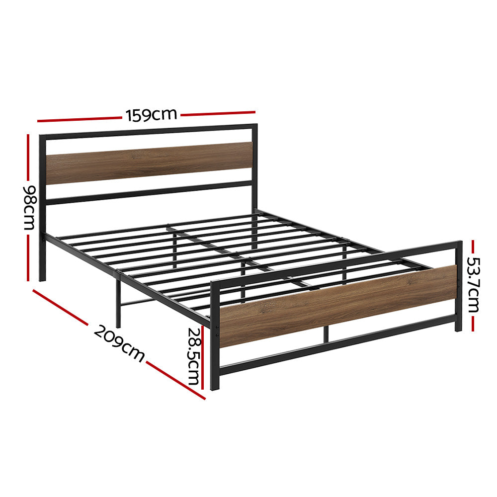 NNEDSZ Bed Frame Queen Size Metal Base Mattress Platform Foundation Black DREW