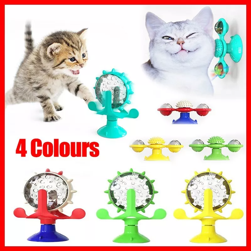 Windmill Pet Cat Treat Food Dispenser Toys Slow Feeder Puzzle Interactive Toys